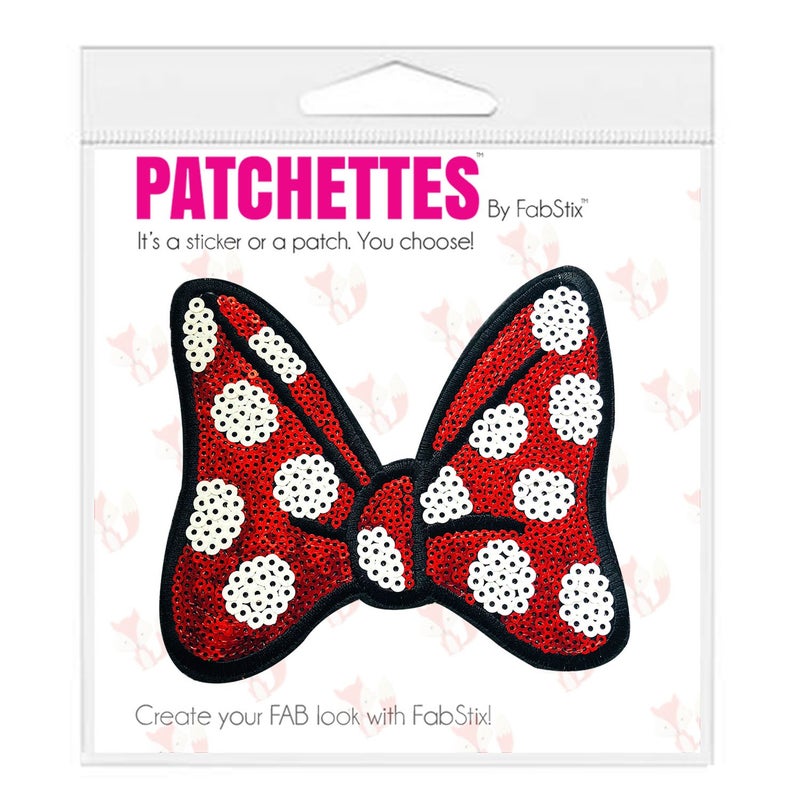 FabStix Sequin Bows Before Bros Iron on Patch or Sticker Applique for Kids Womens Mens Clothing Jeans Jacket Caps Bags Lapel, Medical Grade and Latex Free